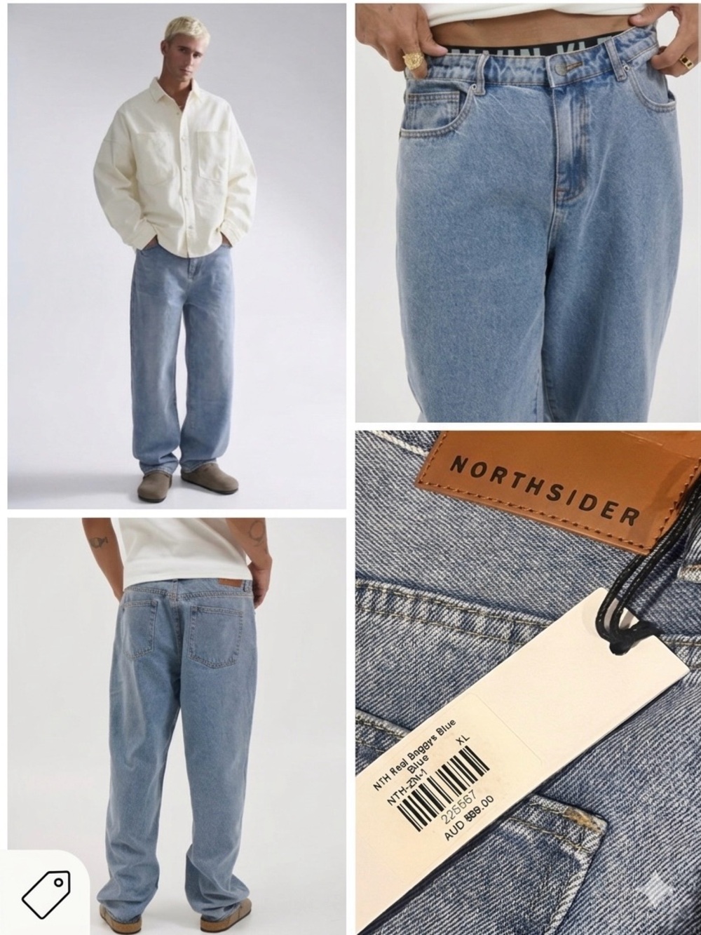 NORTHSIDER Relaxed Real Baggys Light Blue Men’s Jeans Sz XL NWT